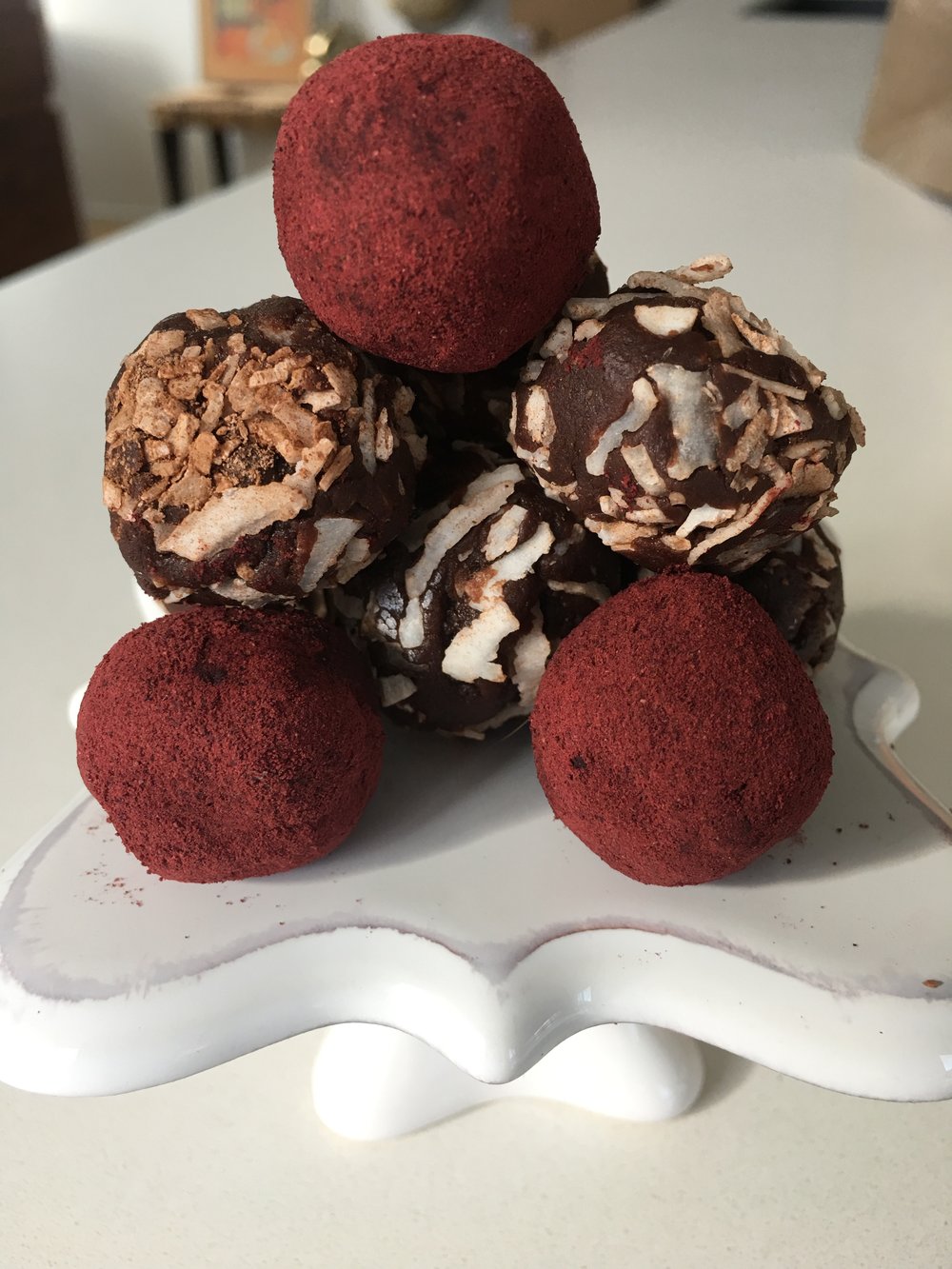 Nutrition Atlanta Cacao Protein Balls (coated in organic beet powder and organic shredded coconut)