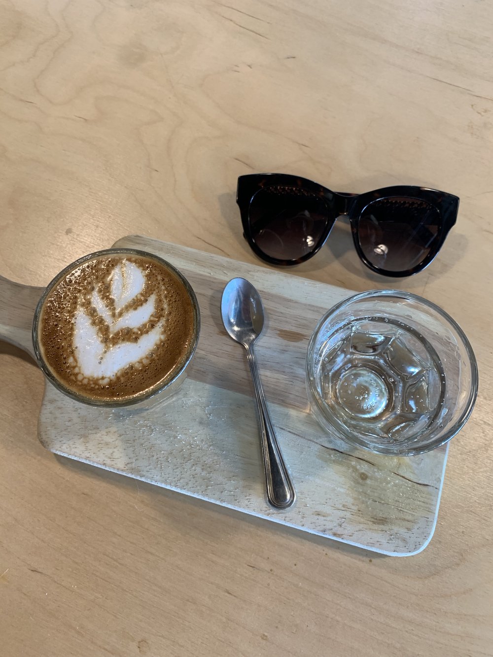 Piccolo Latte with coconut milk at the  Kookaburra Coffee Shop  in St Augustine Beach… they are serious about their coffee and serve with sparkling water to cleanse the palate!