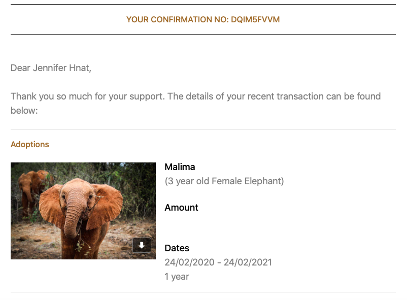 Thank you everyone for your support I adopted Malima (since she was born the day after my birthday!) and it’s in honor of the Nutrition Atlanta Ebook Participants :)